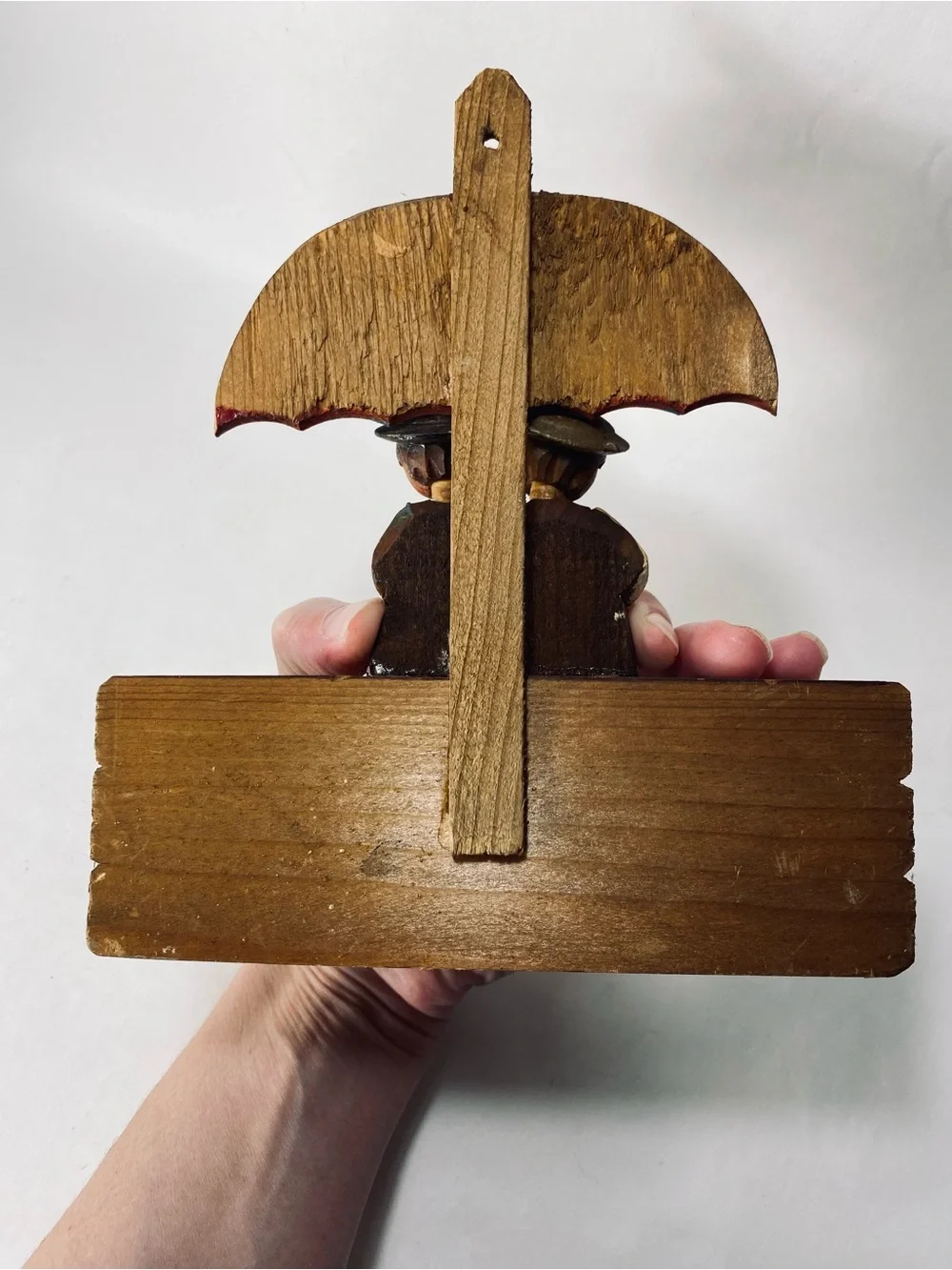 Vintage Italian Folk Art Handcrafted Rustic Wall Hook Children Umbrella
